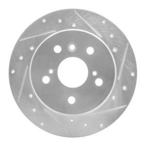 Toyota Avalon Brake Rotor (1) - Rear Right - R1 Concepts - Drilled & Slotted - Silver - `00-`04
